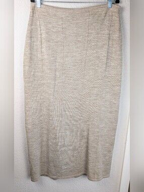 Vintage Y2K Crossing Pointe Maxi Skirt XL Wool Blend Elastic Waist Tan Knit